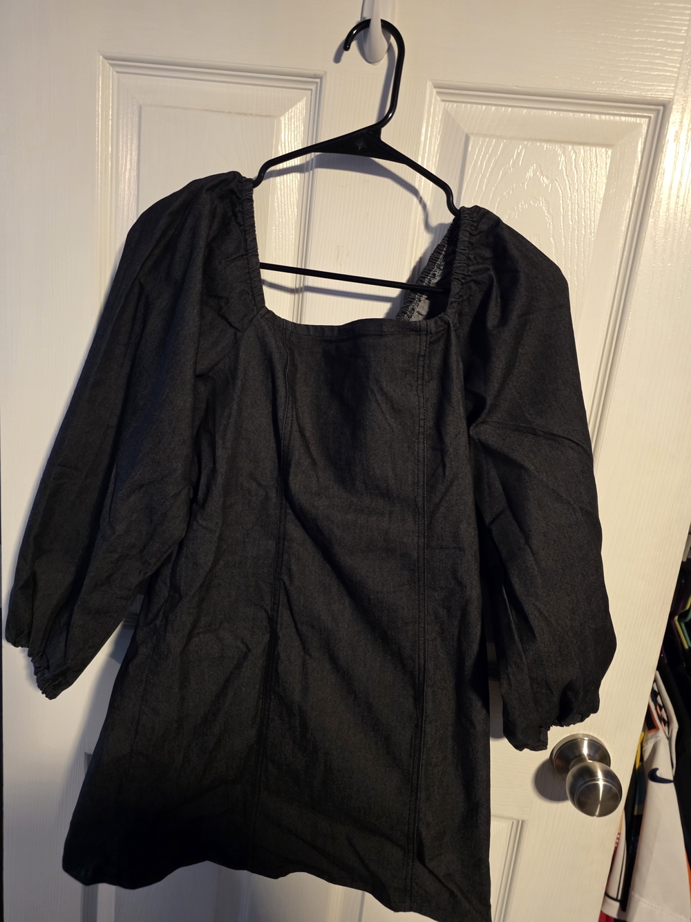 Women’s Black Puff Sleeve Square Neck Top - Unbranded